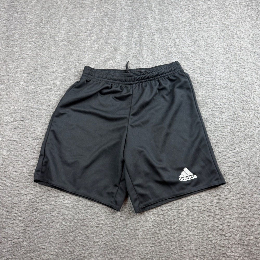 Adidas Soccer Shorts Boys Small Black Climalite Athletic Performance Drawstring